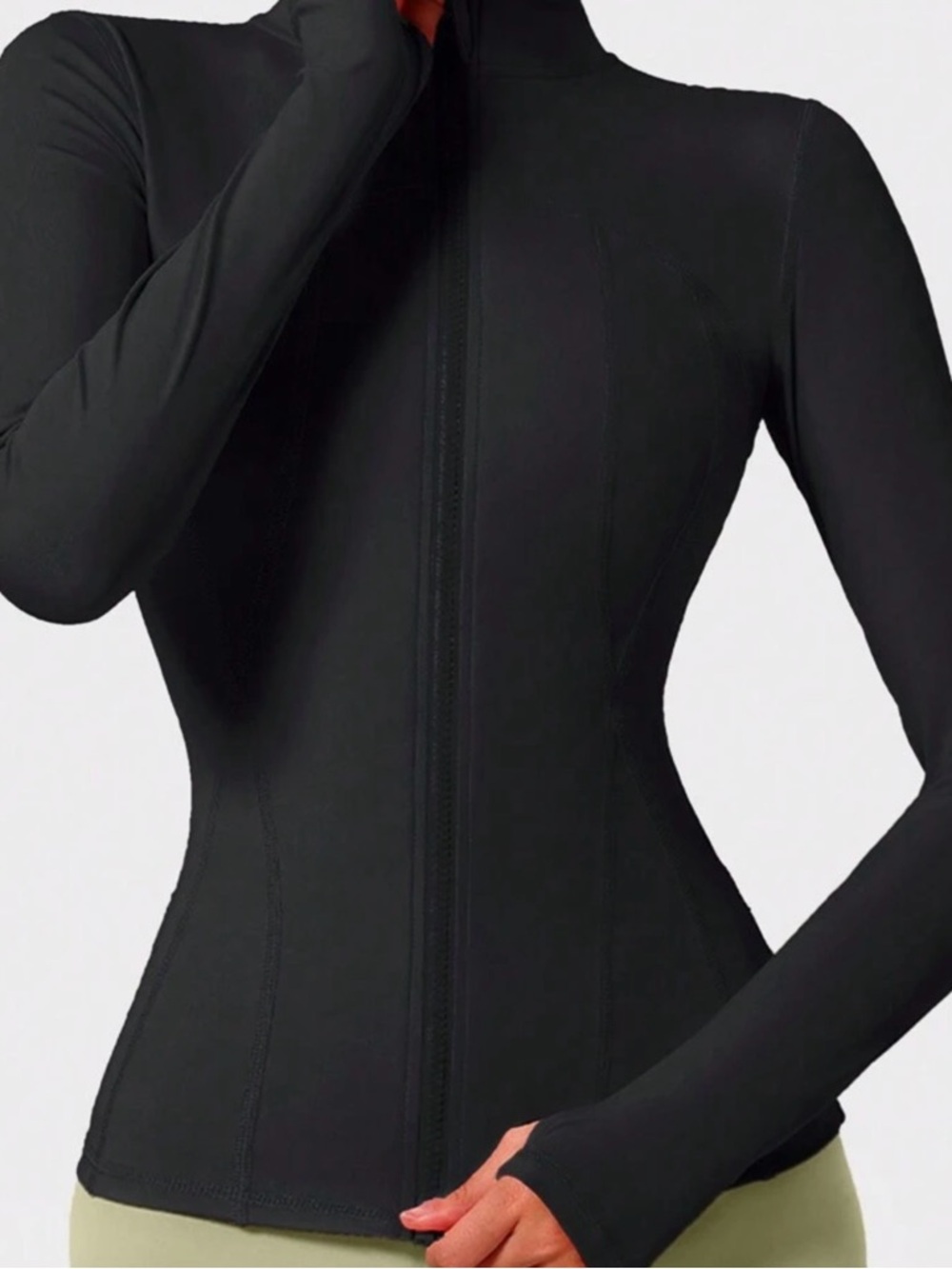 SHEIN Black Long Sleeve Zip-Up Slim Fit Active Top